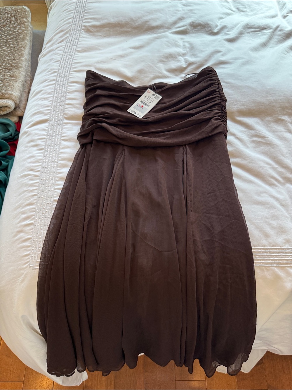 Zara Brown Strapless Maxi Skirt